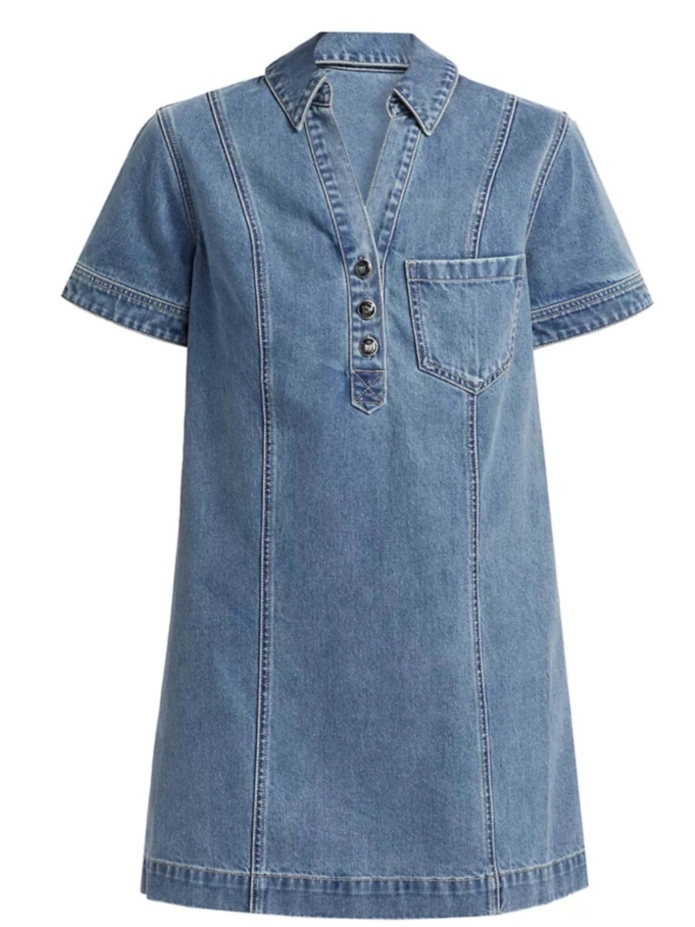 Veronica Beard Otto Blue Denim Mini Shirt Dress